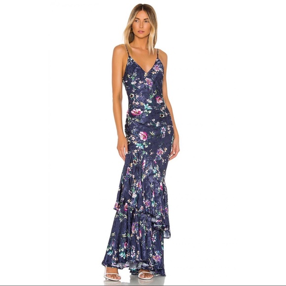 Navy Floral Gown - Picture 1 of 3